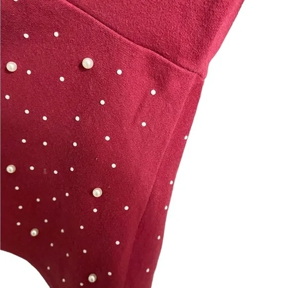 Quacker Factory RED Wine Pearl Beads on Bell Sleeve Dressy Top Size Large - Picture 11 of 12